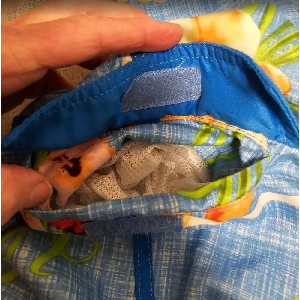 OP Board Shorts Mens Large Blue Tropical Hibiscus Floral Mesh Lined Swim Trunks